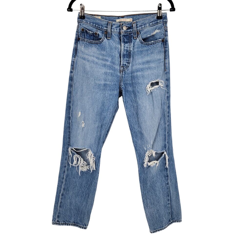 Levi's Women's Wedgie Straight Distressed Jeans in Authentically Yours Size 26